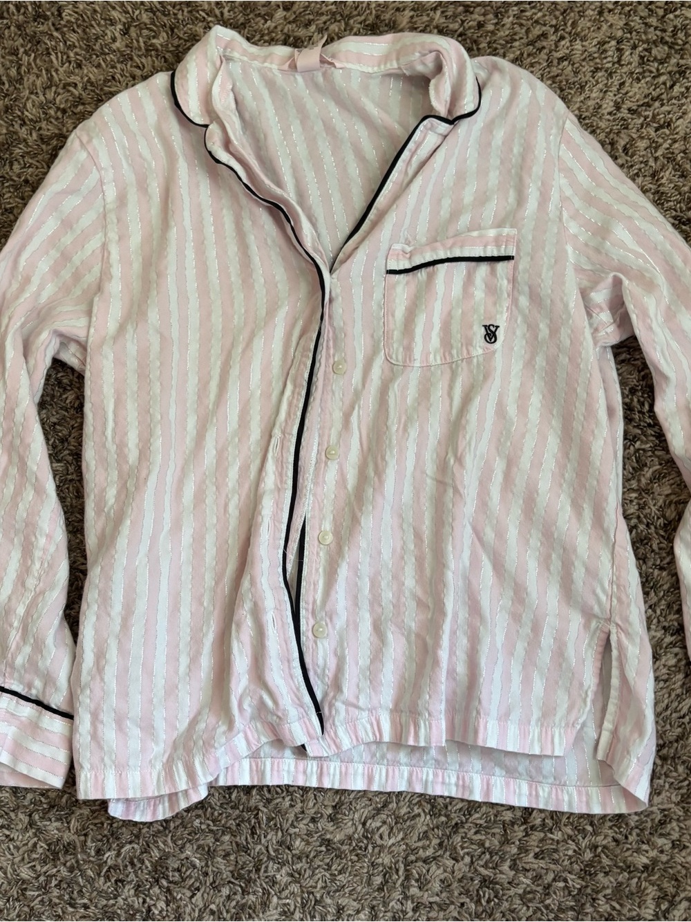 Victoria’s Secret Button-Up Pajama Top with Contrast Piping
